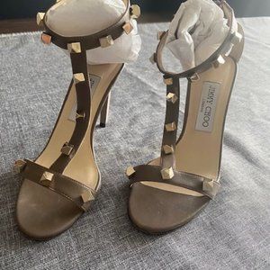 Jimmy Choo heels sandals taupe 36.5/ US 6
